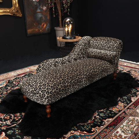 Selfridges Chaise Lounge Accent in Leopard Cream Velvet