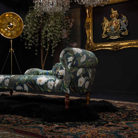 Selfridges Chaise Lounge Accent in Peacock Butterfly Teal Velvet