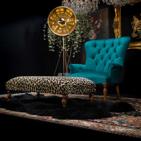 Selfridges Deluxe Footstool in Safari Leopard Velvet
