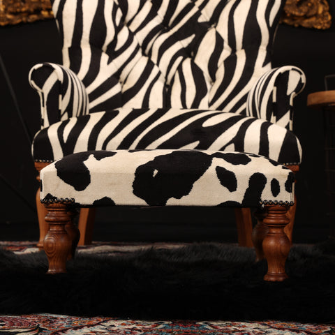 Selfridges Extra Small Footstool in Cow Print Velvet