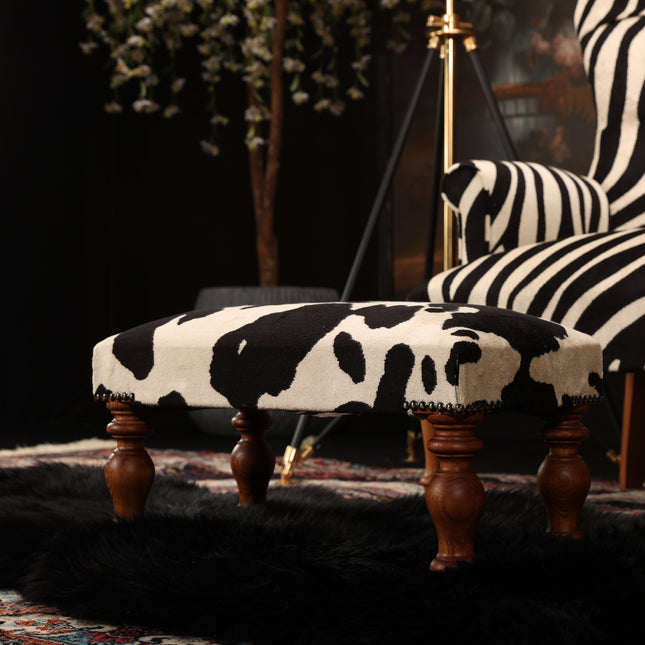 Selfridges Footstool in Cow Print