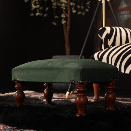 Selfridges Extra Small Footstool in Emerald Velvet