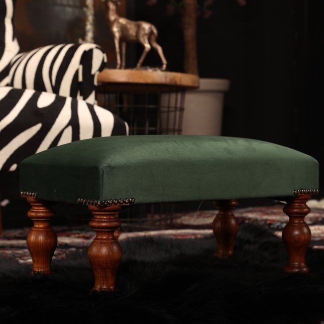 Selfridges Extra Small Footstool in Emerald Velvet