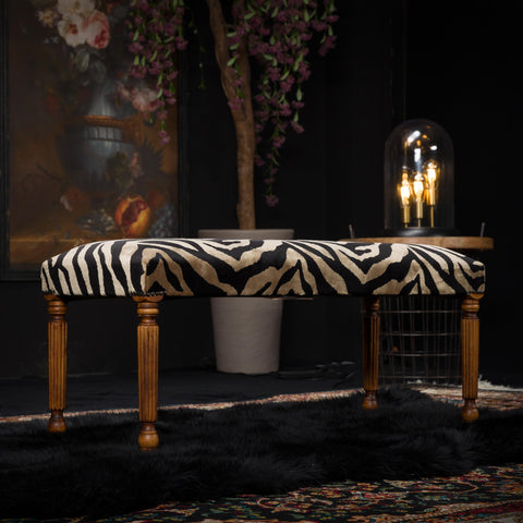 Selfridges Small Bench Seat in Zebra Cream Velvet