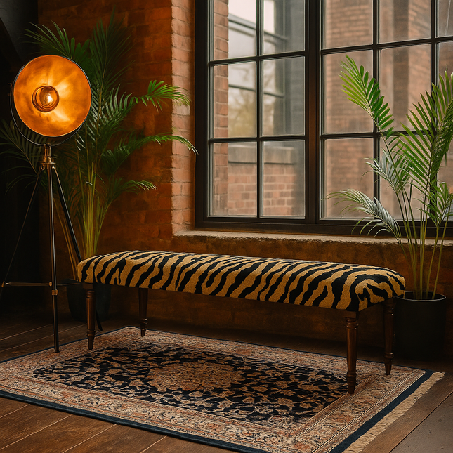 Selfridges Buttoned Piano Bench Seat in Zebra Gold