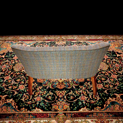 Selfridges Buttoned Dining Bench in Harris Tweed Grey