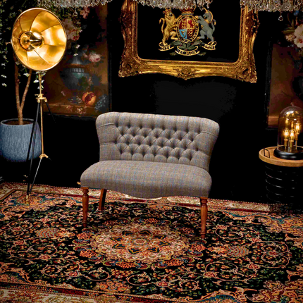 Selfridges Buttoned Dining Bench in Harris Tweed Grey