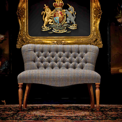 Selfridges Buttoned Dining Bench in Harris Tweed Grey