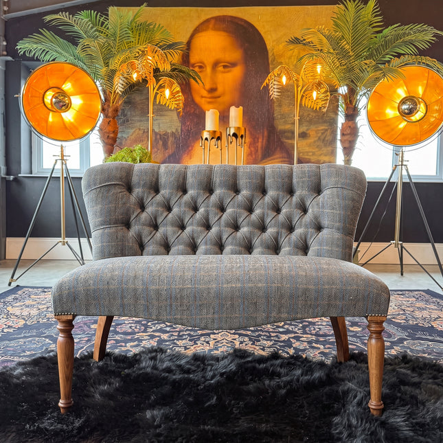 Selfridges Buttoned Dining Bench in Harris Tweed Grey