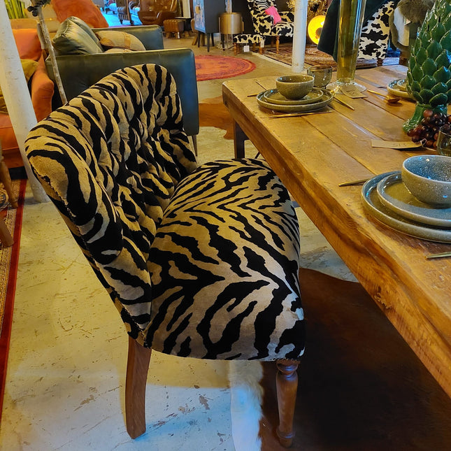 Selfridges Buttoned Dining Bench in Zebra Cream