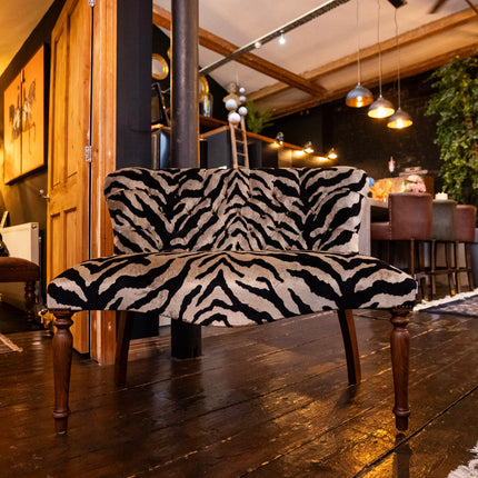 Selfridges Buttoned Dining Bench in Zebra Cream