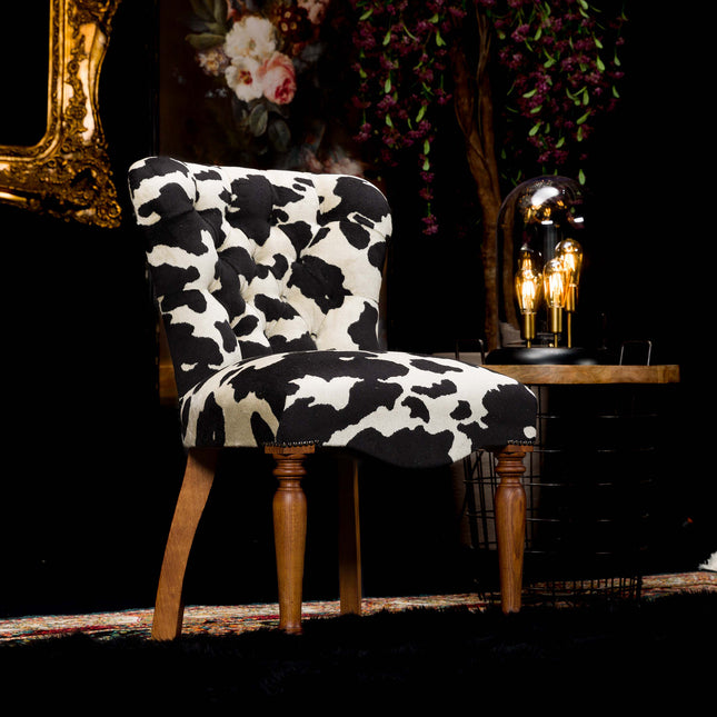 Selfridges Buttoned Dining Chair in Cow Print Velvet