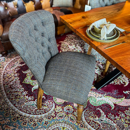 Selfridges Buttoned Dining Chair in Harris Tweed
