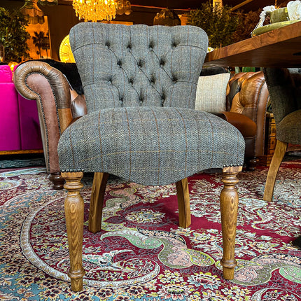 Selfridges Buttoned Dining Chair in Harris Tweed