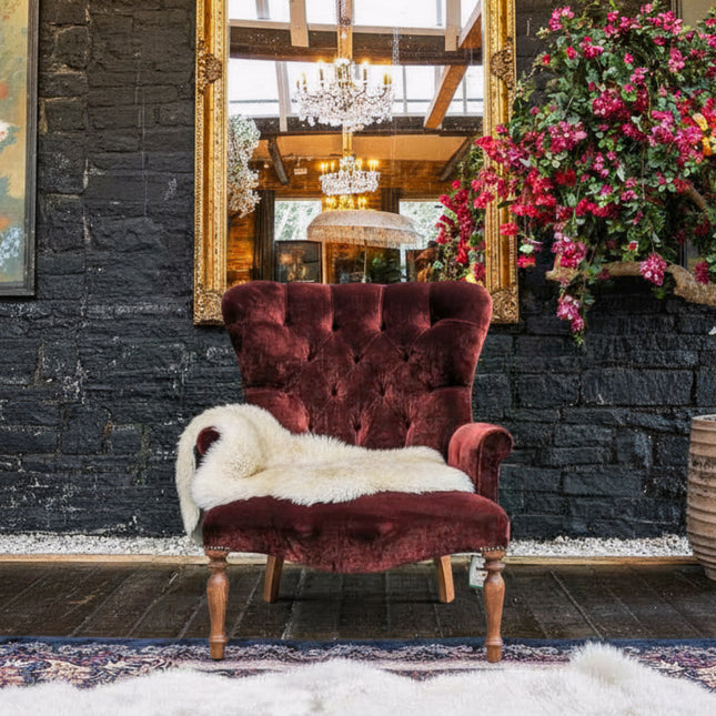 Selfridges Buttoned Wingback Chair in Botega Cognac