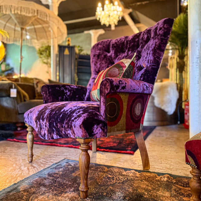 Selfridges Buttoned Wing Back Chair in Dress Circle & Sunshine Amethyst - New