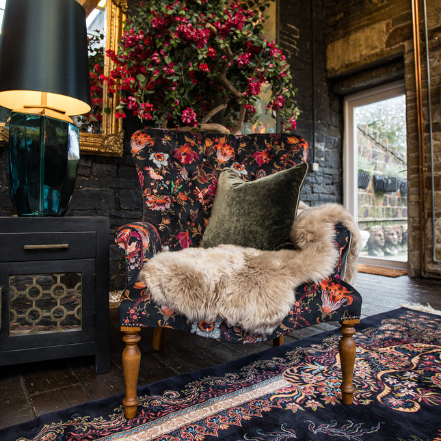 Selfridges Buttoned Wing Back Chair in Fantasia Floral Velvet