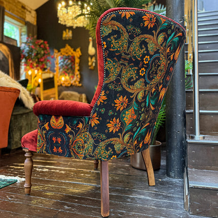 Selfridges Buttoned Wing Back Chair in Sunshine Amber & Bohemian Amber - New