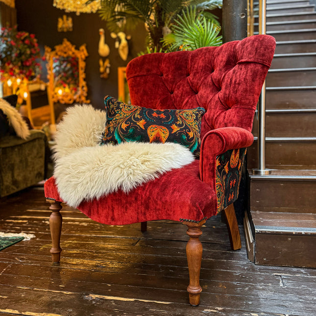 Selfridges Buttoned Wing Back Chair in Sunshine Amber & Bohemian Amber - New