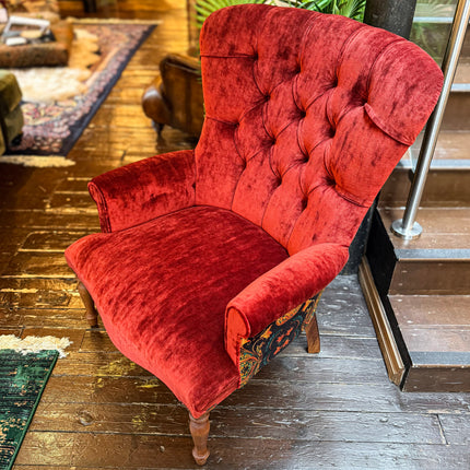 Selfridges Buttoned Wing Back Chair in Sunshine Amber & Bohemian Amber - New