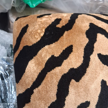 Selfridges Buttoned Wing Back Chair in Zebra Gold Animal Velvet - Ex Display