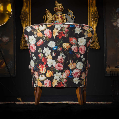 Selfridges Buttoned Wing Chair in Floral Clio Velvet