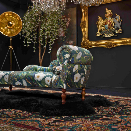 Selfridges Sofa Chaise in Peacock Butterfly Teal Velvet