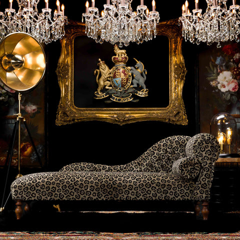 Selfridges Chaise Lounge Accent in Leopard Cream Velvet