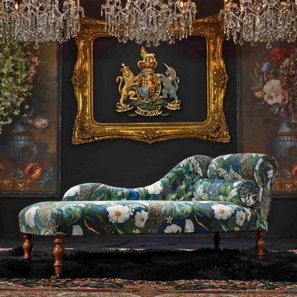 Selfridges Sofa Chaise in Peacock Butterfly Teal Velvet