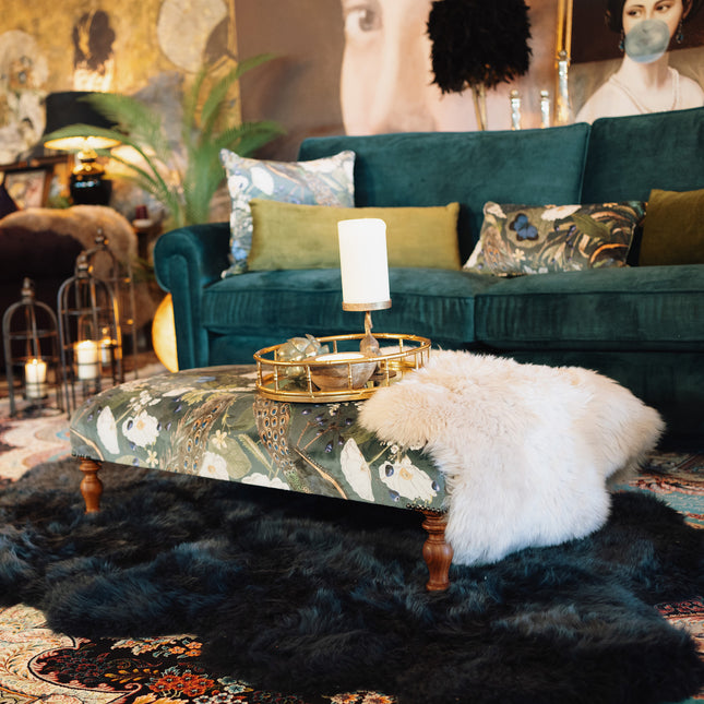 Selfridges Footstool in Peacock Butterfly Teal