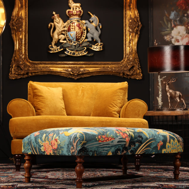 Selfridges Footstool in Aqua Safari Peacock
