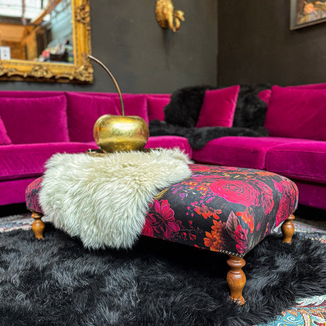 Selfridges Deluxe Footstool in Midnight Haze Velvet