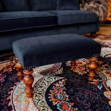 Selfridges Extra Small Footstool in Plush Navy Velvet