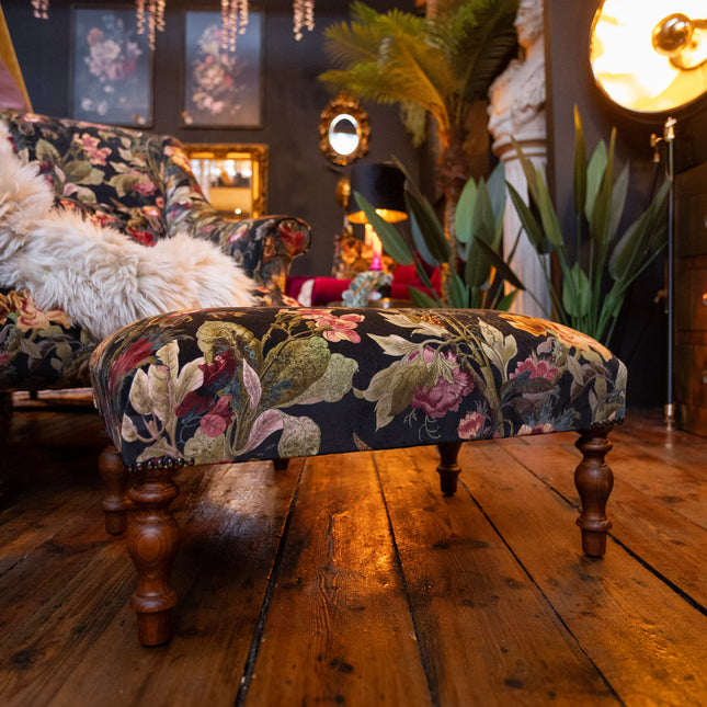 Selfridges Footstool in Hepworth Midnight Velvet - New