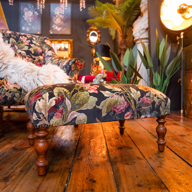 Selfridges Footstool in Hepworth Midnight Velvet - New