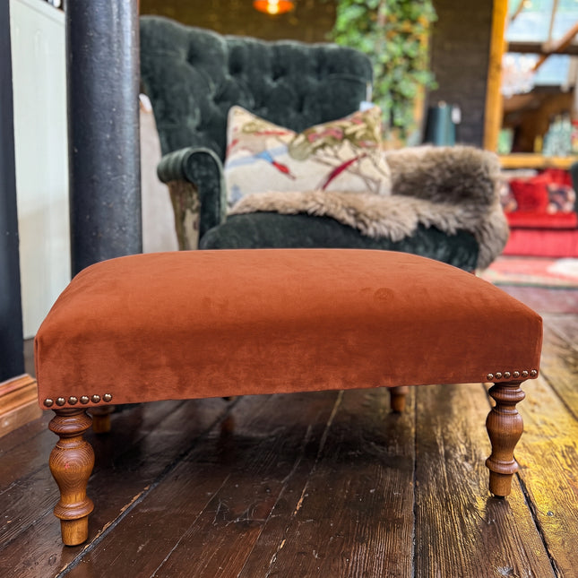 Selfridges Footstool in Plush Marmalade Velvet