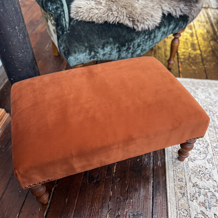 Selfridges Footstool in Plush Marmalade Velvet