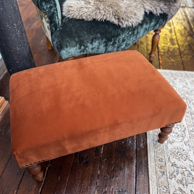Selfridges Footstool in Plush Marmalade Velvet