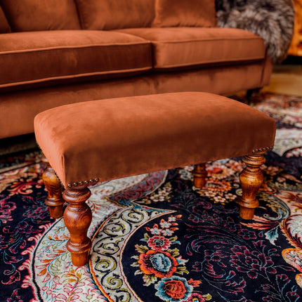 Selfridges Footstool in Plush Marmalade Velvet