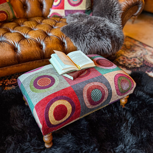 Selfridges Small Footstool in Mulberry Dress Circle Plum - New