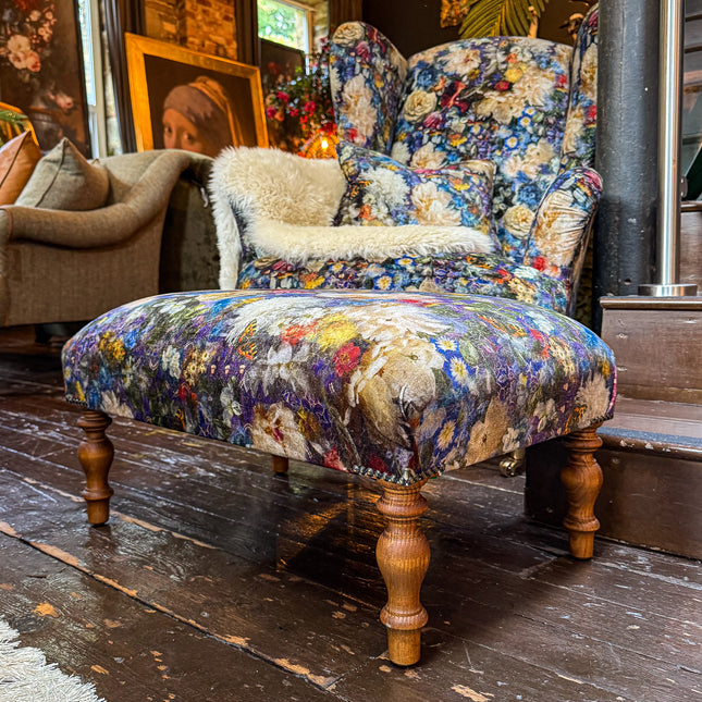Selfridges Small Footstool in GP & J Baker Royal Garden Sapphire