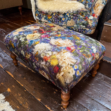 Selfridges Small Footstool in GP & J Baker Royal Garden Sapphire - New