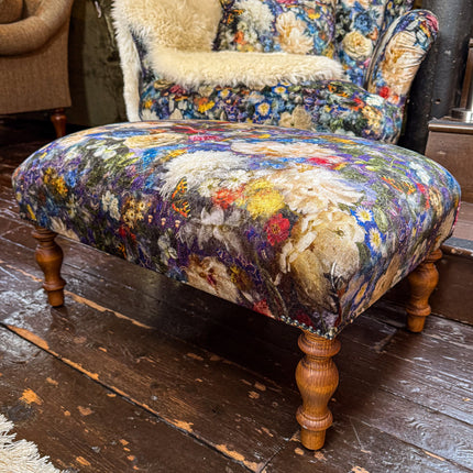 Selfridges Small Footstool in GP & J Baker Royal Garden Sapphire - New