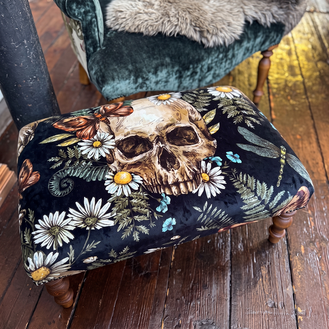 Selfridges Small Footstool in Skull & Wildflower