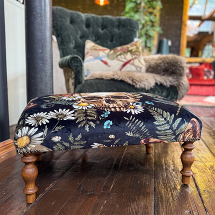 Selfridges Small Footstool in Skull & Wildflower