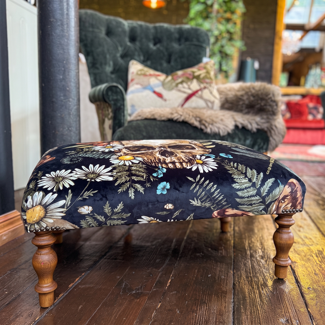 Selfridges Small Footstool in Skull & Wildflower
