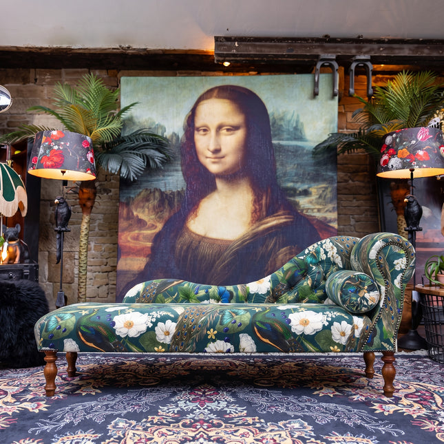 Selfridges Sofa Chaise in Peacock Butterfly Teal Velvet