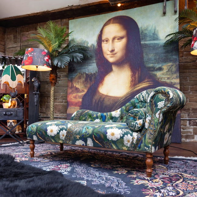 Selfridges Sofa Chaise in Peacock Butterfly Teal Velvet