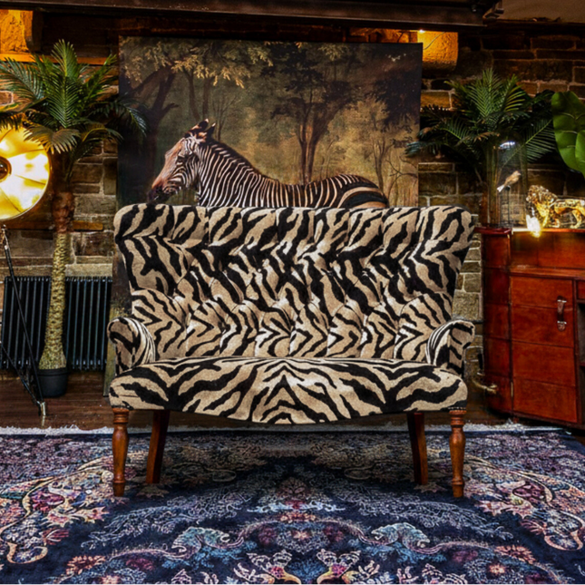 Selfridges Sofa in Zebra Cream Velvet