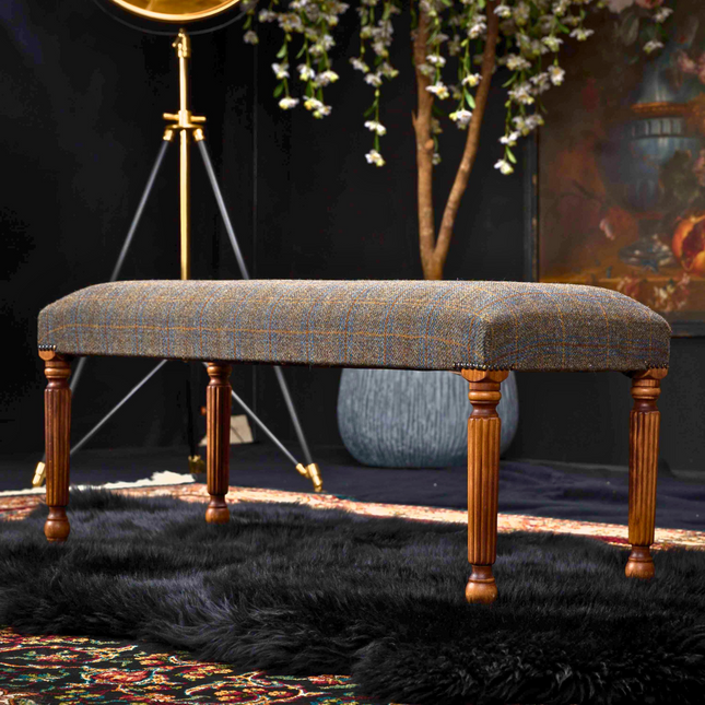 Selfridges Unbuttoned Small Piano Bench Seat in Harris Tweed Grey